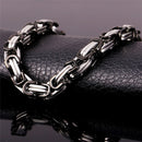 Mens Byzantine Chain Necklace - Black / Silver
