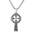 Mens Celtic Cross Necklace Silver