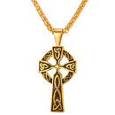 Mens Celtic Cross Necklace Gold