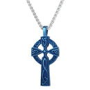 Mens Celtic Cross Necklace Blue