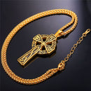 Mens Celtic Cross Necklace Gold
