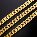 Mens Curb Chain 18K Gold Silver Stainless Steel