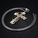 Men's Cross Necklace | Gold Silver Layered