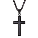 Mens Cross Necklace Stainless Steel Two Tone Pendant