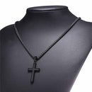 Mens Cross Necklace Stainless Steel Two Tone Pendant