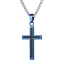 Mens Cross Necklace Stainless Steel Two Tone Pendant