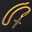 Mens Cross Necklace Stainless Steel Two Tone Pendant
