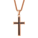 Mens Cross Necklace Stainless Steel Two Tone Pendant