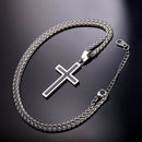 Mens Cross Necklace Stainless Steel Two Tone Pendant