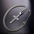 Mens Cross Necklace Stainless Steel Two Tone Pendant