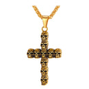 Mens Cross Skull Necklace Gold