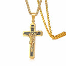 Mens Gold Crucifix Necklace Pendant Stainless Steel