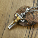 Mens Crucifix Necklace Pendant Stainless Steel - Gold / Silver