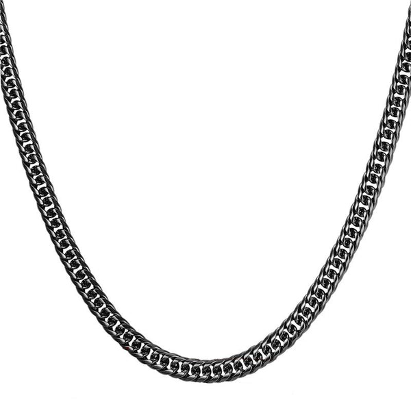 Mens Cuban Link Chain Necklace Black - 6 mm, Thick 