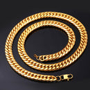 Mens Cuban Link Chain Necklace Gold - 9 mm, Thick