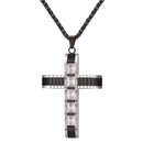 Mens Cubic Zirconia Cross Necklace Silver - Black