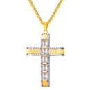 Mens Cubic Zirconia Cross Necklace Silver - Gold