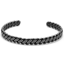 Mens Cuff Bracelet Black Stainless Steel Twisted
