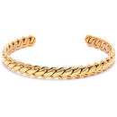 Mens Cuff Bracelet Gold Stainless Steel Twisted