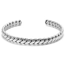 Mens Cuff Bracelet Silver Stainless Steel Twisted