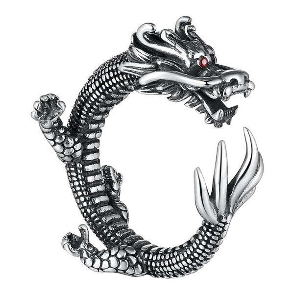 Mens Dragon Ring Sterling Silver Resizable