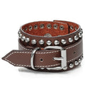 Mens Leather Cuff Bracelet Studded - Brown