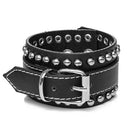 Mens Leather Cuff Bracelet Studded - Black