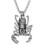 Mens Scorpion Necklace Silver Pendant
