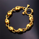 Mens Skull Bracelet Gold | Multi Skulls Chain Bracelet