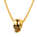 Mens Skull Necklace - Gold Skull Pendant
