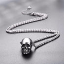 Mens Skull Necklace - Silver Pendant