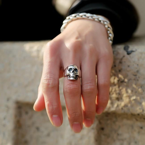 Silver skull ring mens deals