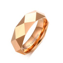 Mens Faceted Tungsten Carbide Ring - Rose Gold