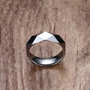 Mens Faceted Tungsten Carbide Ring - Silver