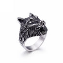 Mens Wolf Ring Stainless Steel
