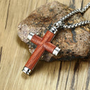 Mens Wooden Cross Necklace