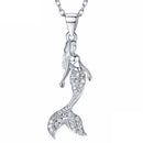 Mermaid Necklace Sterling Silver | Womens Mermaid Pendant w/ CZ