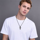 Men's Modern Cross Necklace - Black / Silver