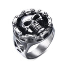 Motorcycle Chain Skull Ring for Men - Stainless Steel