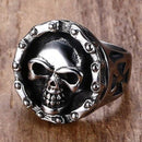 Motorcycle Chain Skull Ring for Men - Stainless Steel