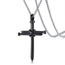 Black Nail Cross Necklace for Men