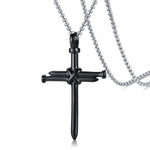 Black Nail Cross Necklace for Men