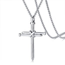 Silver Nail Cross Necklace for Men