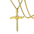 Gold Nail Cross Necklace for Men