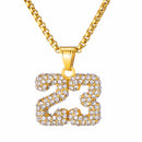Number 23 Necklace Basketball Chain Pendant Gold Iced