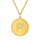 Initial Necklace | Gold Disc Letter P Pendant for Women