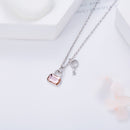 Padlock Necklace | Lock and Key Chain Pendant - Pink Crystal