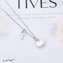Padlock Necklace | Lock and Key Chain Pendant - Pink Crystal