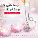 Padlock Necklace | Lock and Key Chain Pendant - Pink Crystal
