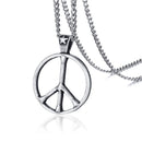 Peace Sign Necklace Silver Stainless Steel Retro